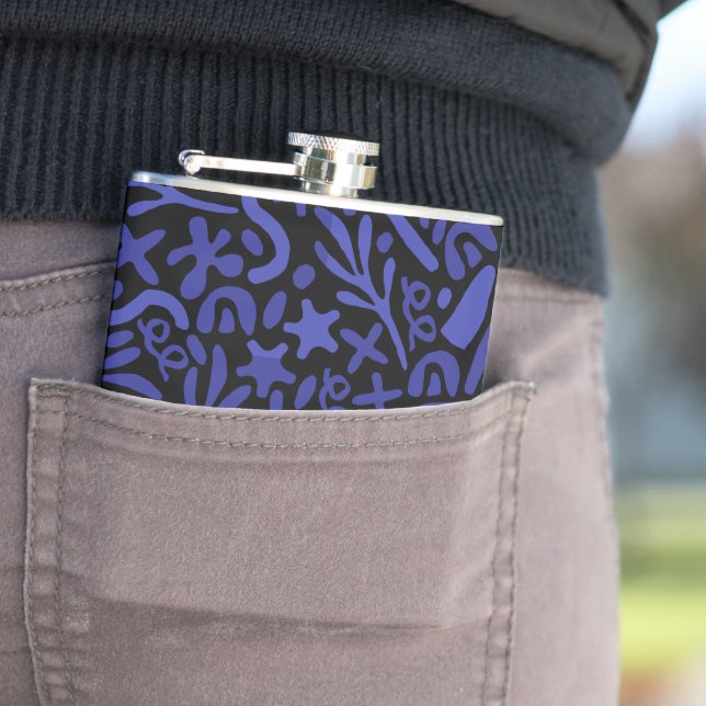 blue abstract seamless pattern hip flask (In Situ)