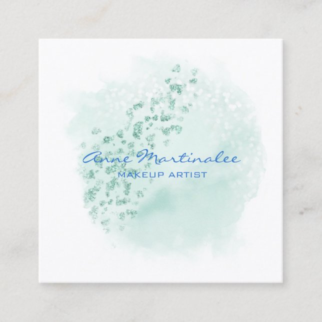  Blue Abstract Square Business Card (Front)