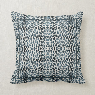 Blue Abstract Tear Drop Shapes Pattern Accent Cushion