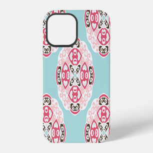 Blue abstract tiles: cute vintage. iPhone 12 case