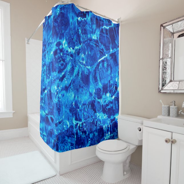 Blue Abstract Water And Ice Shower Curtain (In Situ)