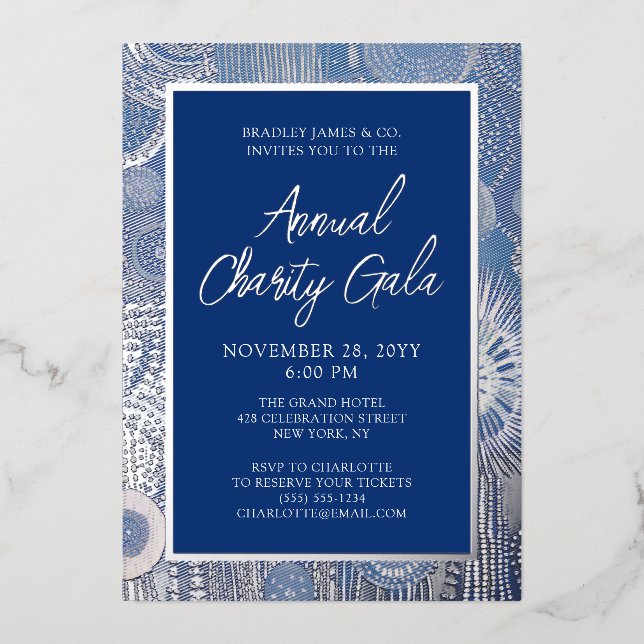 Blue Abstract Watercolor Charity Event Gala Party (Front)
