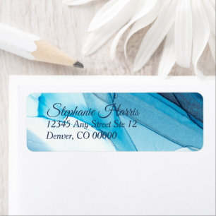 Blue Abstract Watercolor Return Address