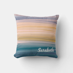 Blue Abstract Watercolor Texture Personalised Cushion