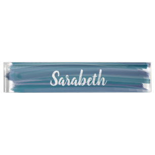 Blue Abstract Watercolor Texture Personalised Nameplate