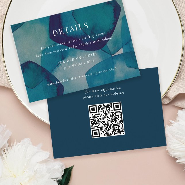 Blue Abstract Watercolor Wedding Enclosure Card (Creator Uploaded)