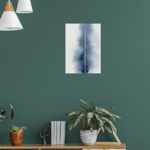 Blue Abstract Watercolour Stripe Poster