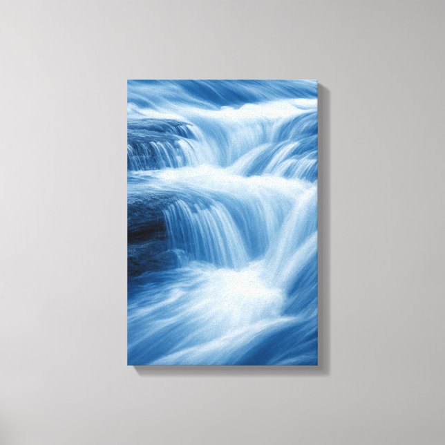 Blue Abstract Waterfall Flow Canvas Print (Front)