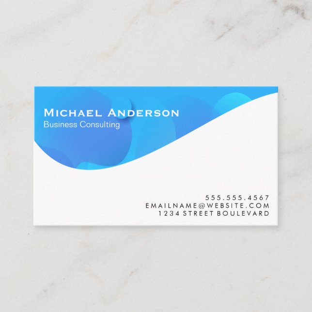 Blue Abstract Wave Business Card (Front)