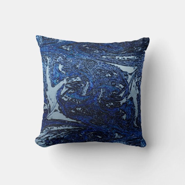 Blue Abstract Wave Splash Cool Urban Art Cushion (Front)