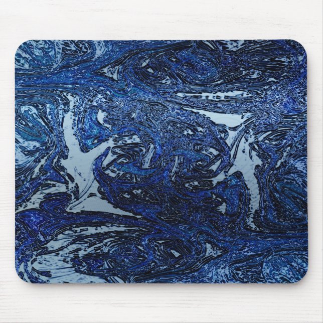 Blue Abstract Wave Splash Cool Urban Art Mouse Mat (Front)