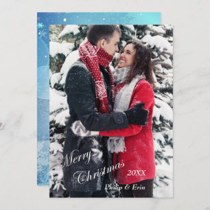 Blue Abstract Winter Modern Christmas Holiday Card