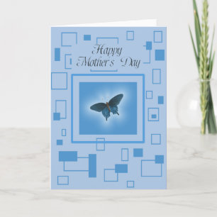 Blue Abstract with Butterfly, Mother's Day Holiday Card