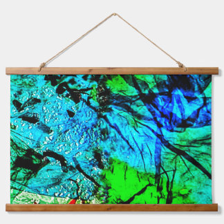 Blue abstract Wood Topped Wall Tapestry,Blue calm  Hanging Tapestry