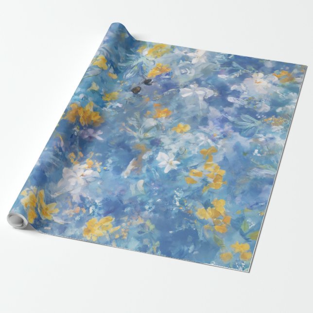 Blue abstract wrapping paper (Unrolled)