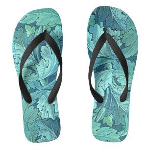 Blue Acanthus Leaf Flip Flops