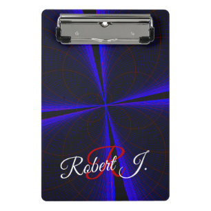 Blue Accent Clover Leaf Geometric Mini Clipboard