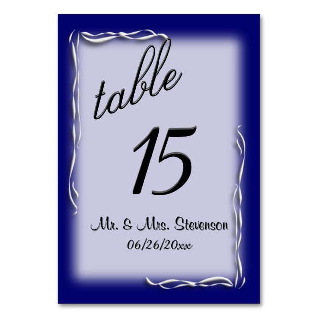 Blue Accent Frame Table Number (Front)