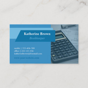 Blue Accountant Bookkeeper Finance Calculator Business Card