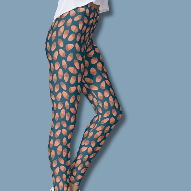Blue Acorn pattern Leggings (Acorn pattern leggings)