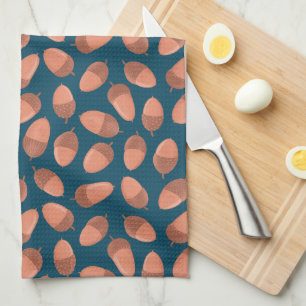 Blue Acorn pattern Tea Towel