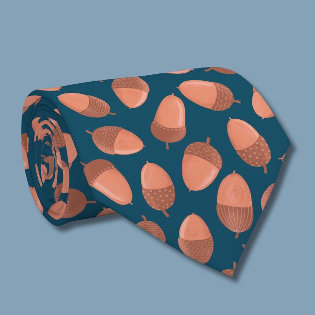 Blue Acorn pattern Tie (Acorn pattern tie)