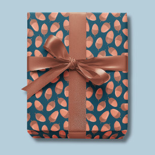 Blue Acorn pattern Wrapping Paper Sheet