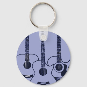 blue acoustic guitars key ring
