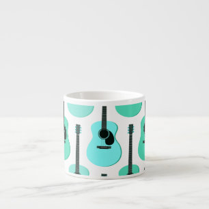 Blue Acoustic Guitars Pattern Espresso Cup