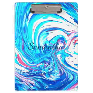 Blue Acrylic Painting Abstract Splatter Swirl  Clipboard