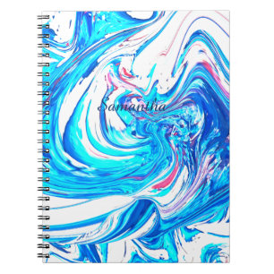 Blue Acrylic Painting Abstract Splatter Swirl  Notebook