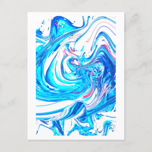 Blue Acrylic Painting Abstract Splatter Swirl  Postcard