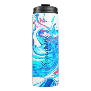 Blue Acrylic Painting Abstract Splatter Swirl  Thermal Tumbler
