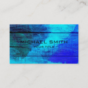 Blue Acrylic Painting on Wood Business Card