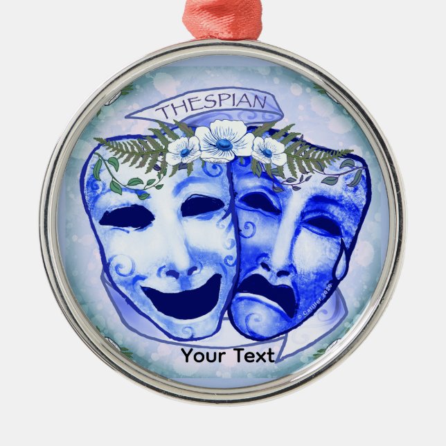 Blue  Actor Masks Metal Tree Decoration (Front)
