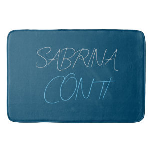 Blue Add Name Modern Minimalist Plain Bath Mat