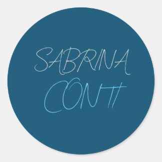 Blue Add Name Modern Minimalist Plain Classic Round Sticker