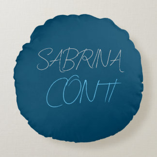 Blue Add Name Modern Minimalist Plain Round Cushion