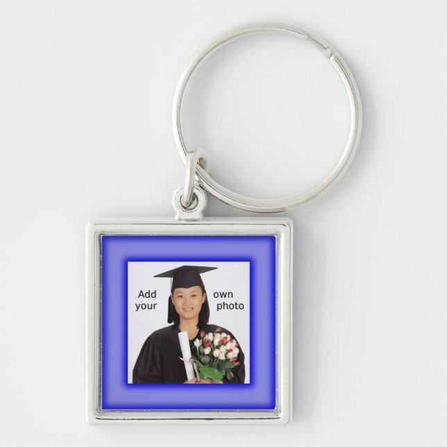 Blue Add your Photo / Year Graduation Key Ring (Front)