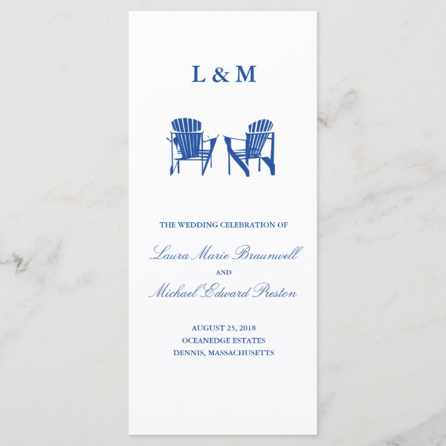 Blue Adirondack Chairs  | Ceremony Program Programme (Front)