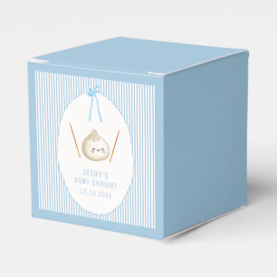 Blue Adorable Boy Bow Asian Dumpling Baby Shower Favour Box