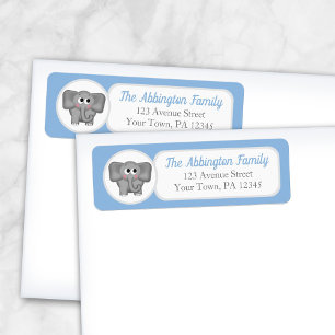 Blue Adorable Elephant Address Labels