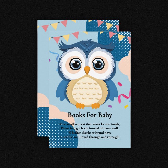 Blue Adorable Woodland Baby Owl Baby Shower Enclosure Card (Creator Uploaded)