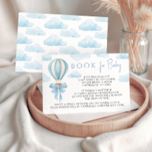 Blue Adventure Air Balloon Book For Baby Shower