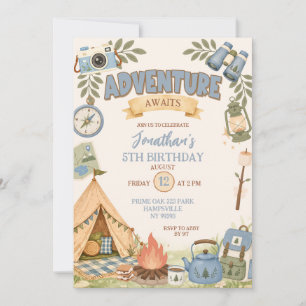 Blue Adventure Awaits Birthday Invitation
