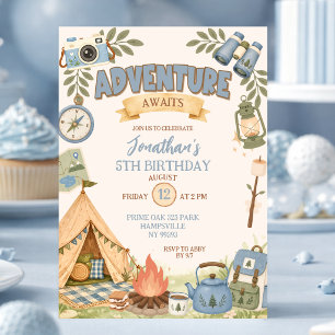 Blue Adventure Awaits Birthday Invitation