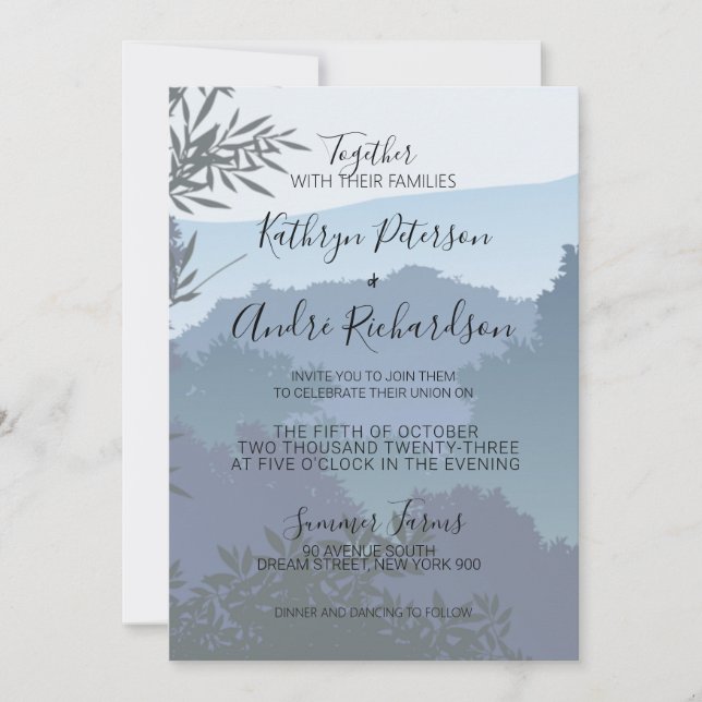 Blue Adventure Travel Forest Invitation (Front)