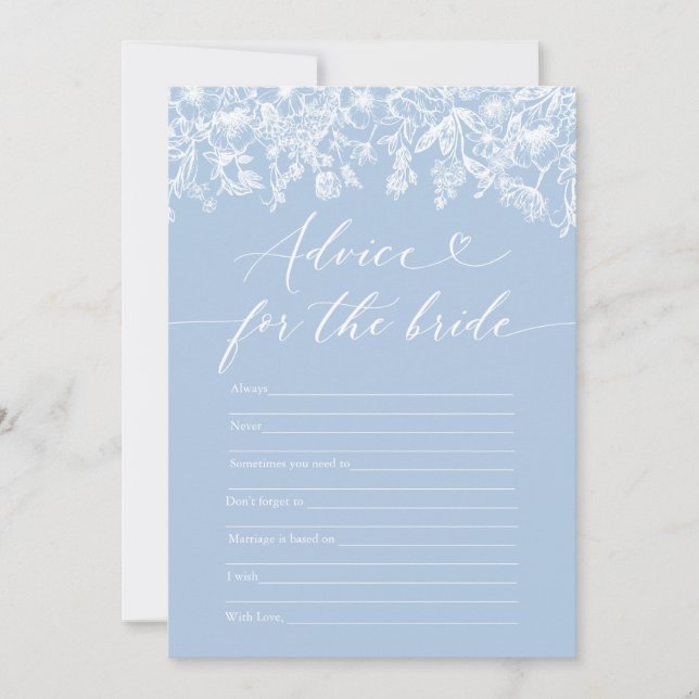 Blue Advice for the Bride Bridal Shower Game Invitation (Front)