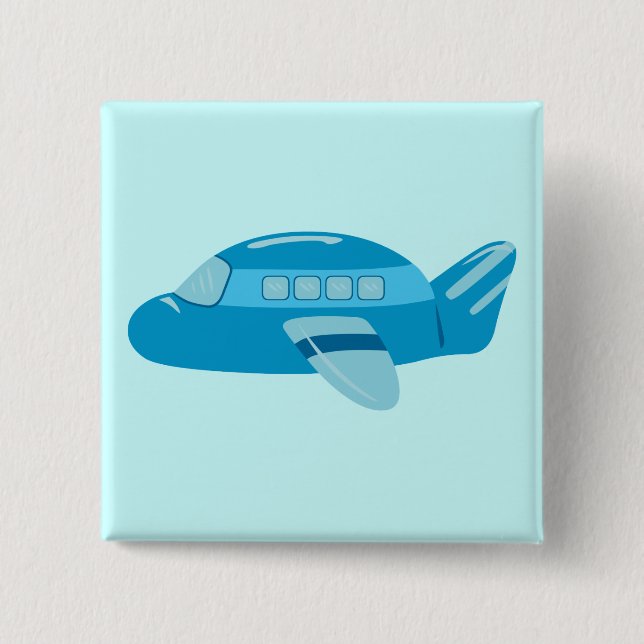 Blue Aeroplane 15 Cm Square Badge (Front)