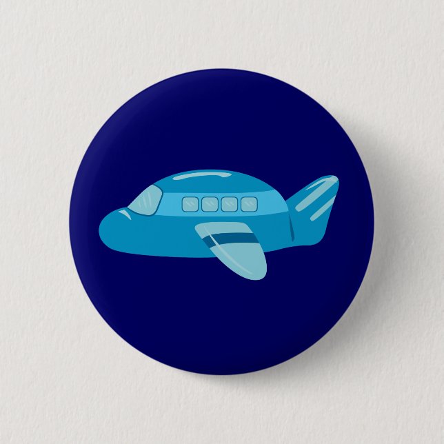 Blue Aeroplane 6 Cm Round Badge (Front)